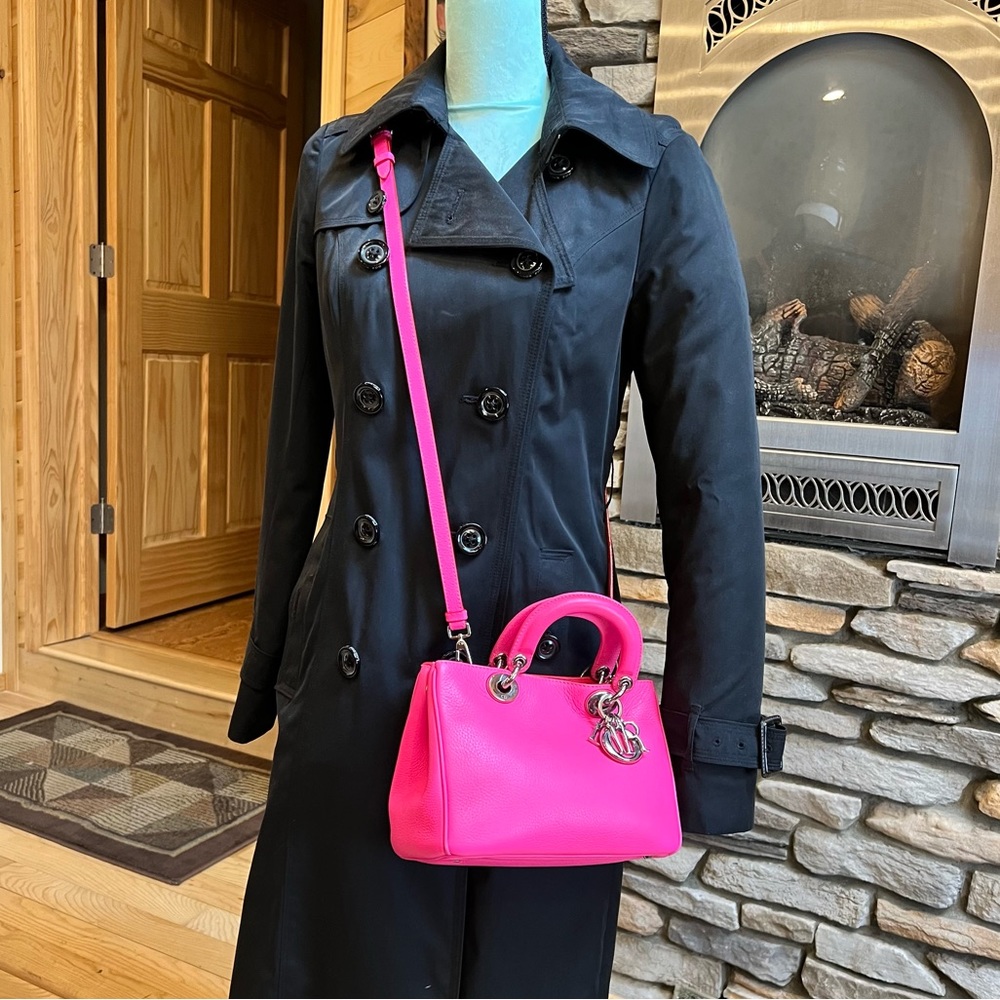 DIOR Calfskin Small Diorissimo Tote Fuchsia